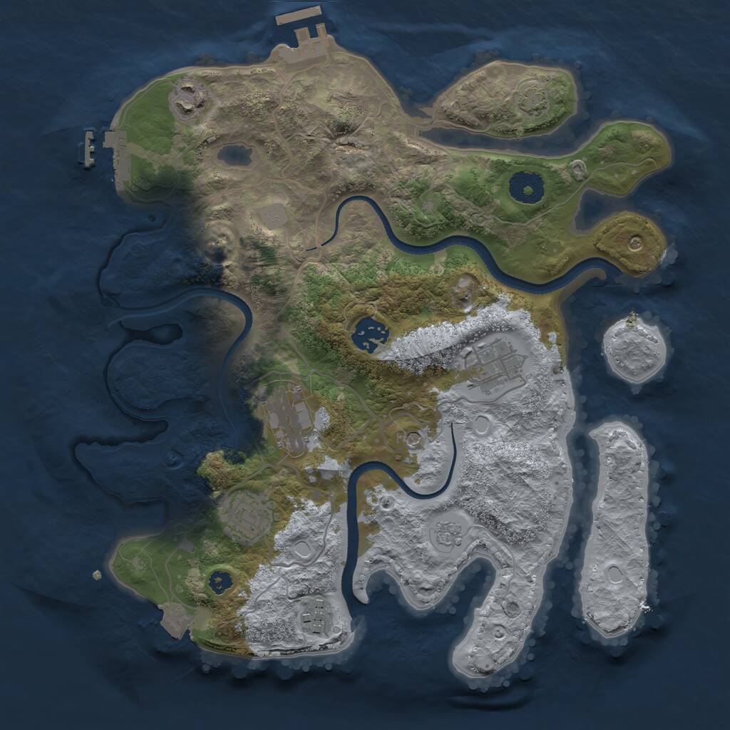 Rust Map: Procedural Map, Size: 3200, Seed: 1213132, 12 Monuments