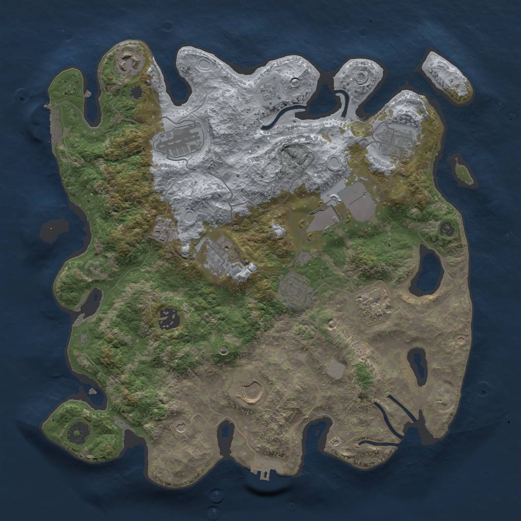 Rust Map: Procedural Map, Size: 3500, Seed: 606926753, 17 Monuments