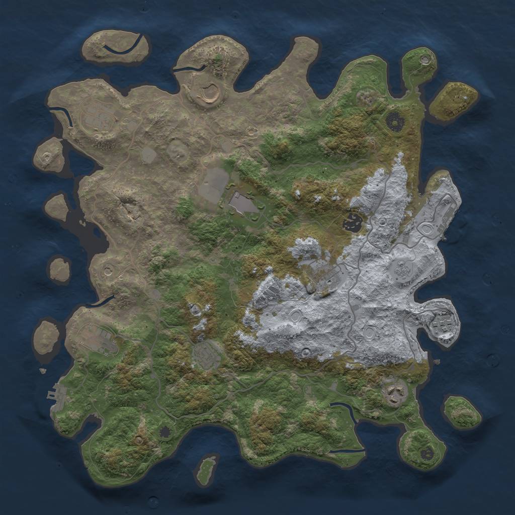 Rust Map: Procedural Map, Size: 4000, Seed: 1036210091, 16 Monuments
