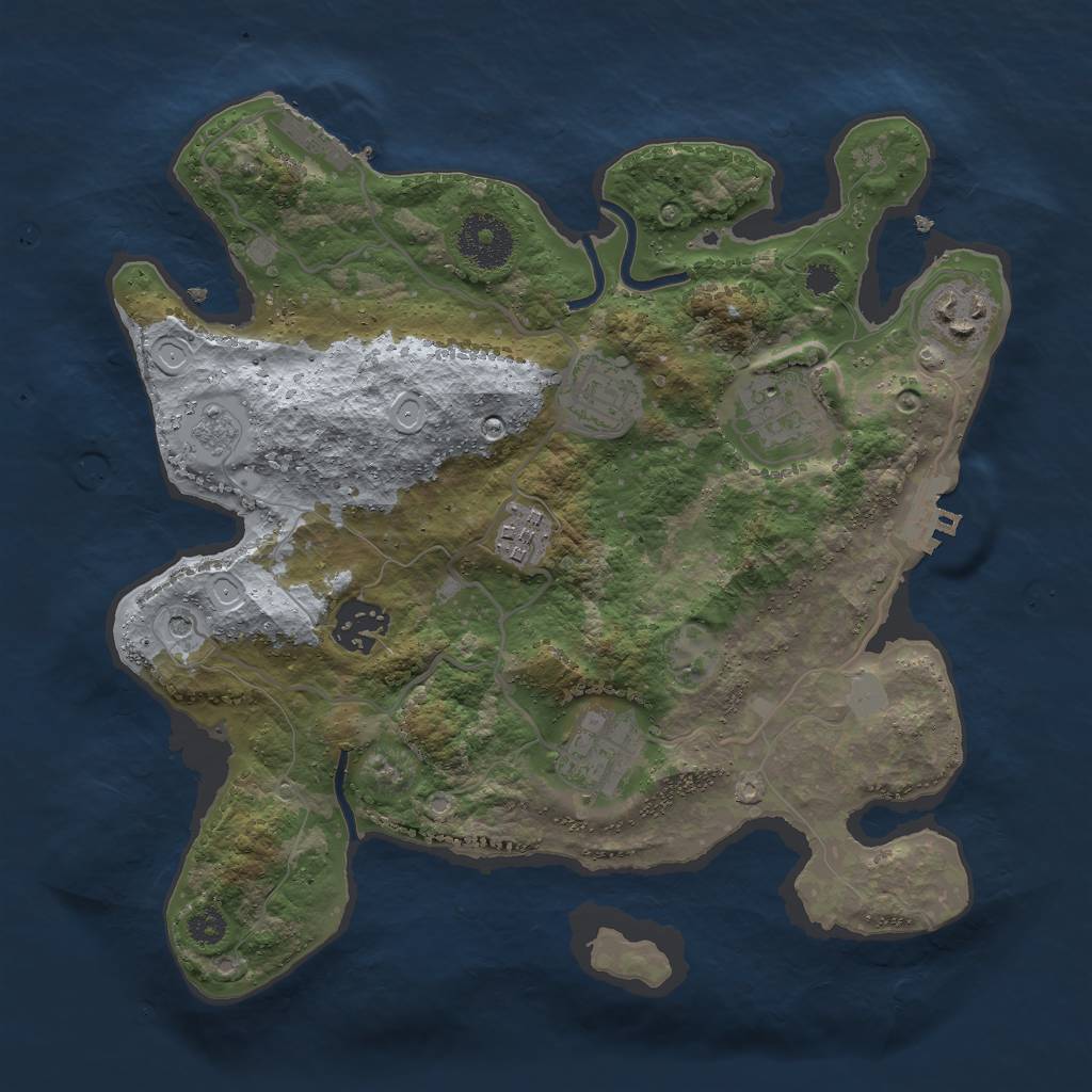 Rust Map: Procedural Map, Size: 3000, Seed: 114757863, 13 Monuments