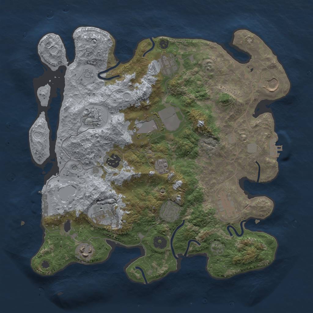 Rust Map: Procedural Map, Size: 3500, Seed: 582689541, 17 Monuments