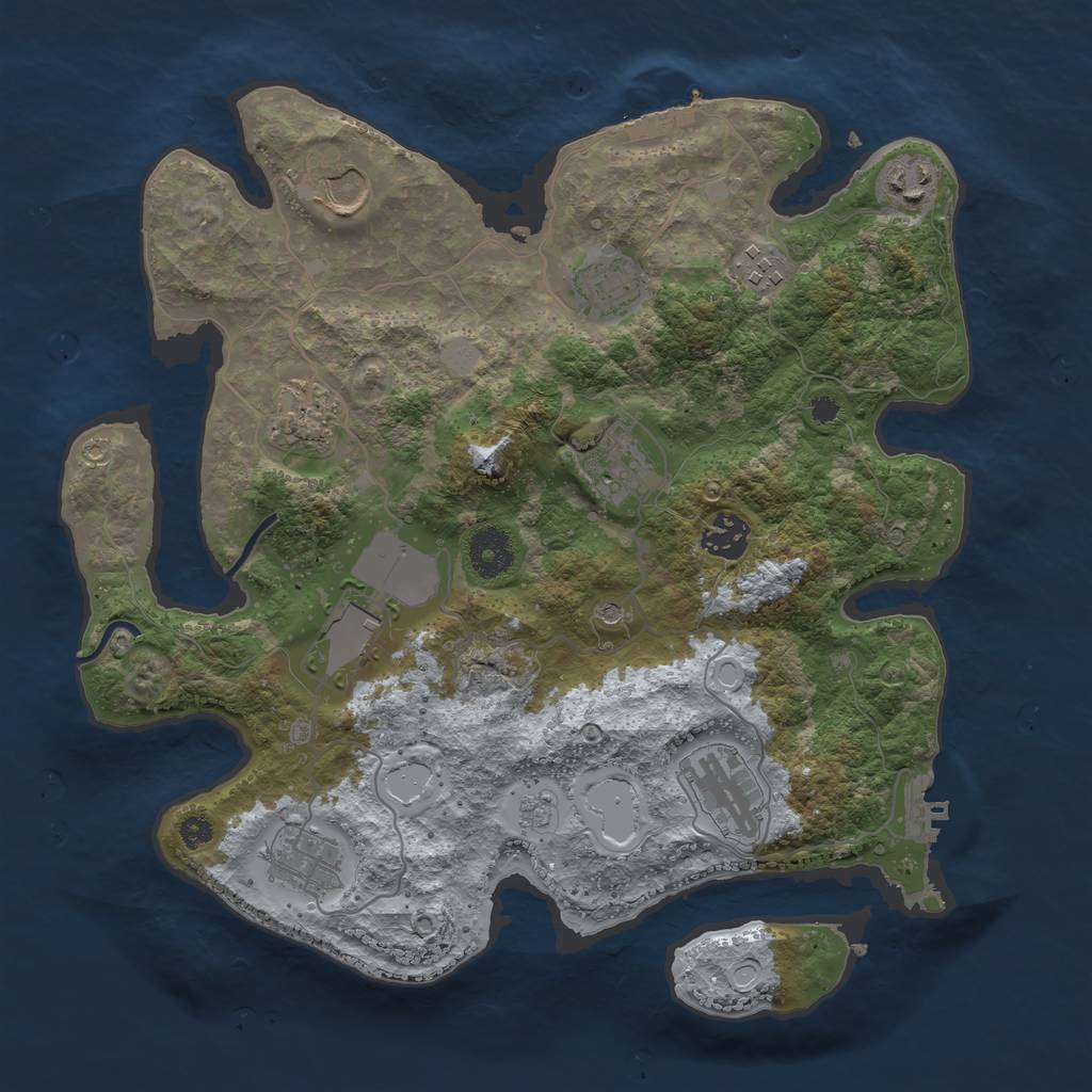 Rust Map: Procedural Map, Size: 3500, Seed: 234339195, 17 Monuments