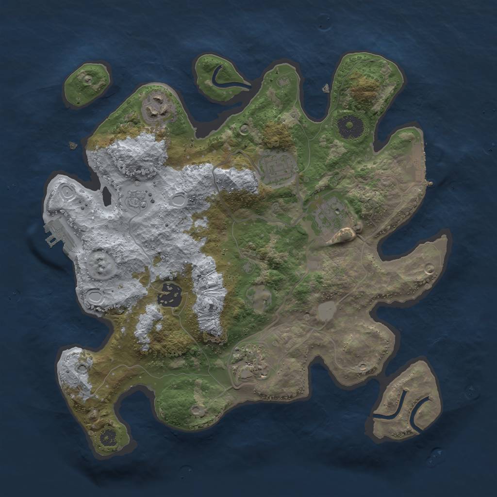 Rust Map: Procedural Map, Size: 3000, Seed: 666999541, 11 Monuments