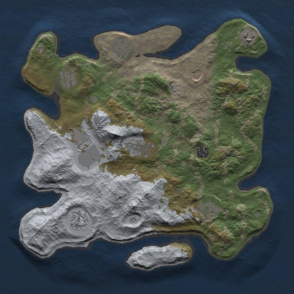 Rust Map: Barren, Size: 3550, Seed: 950485, 13 Monuments