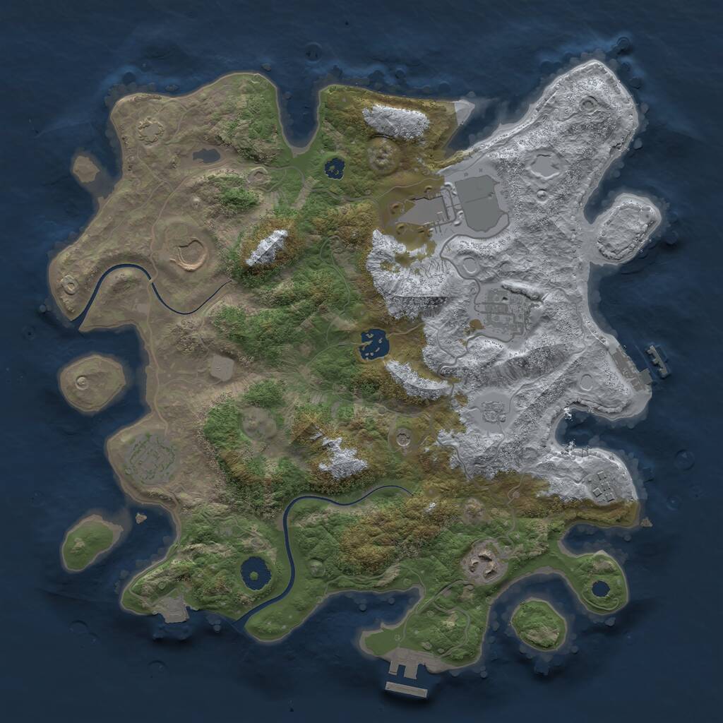 Rust Map: Procedural Map, Size: 3500, Seed: 288512201, 13 Monuments