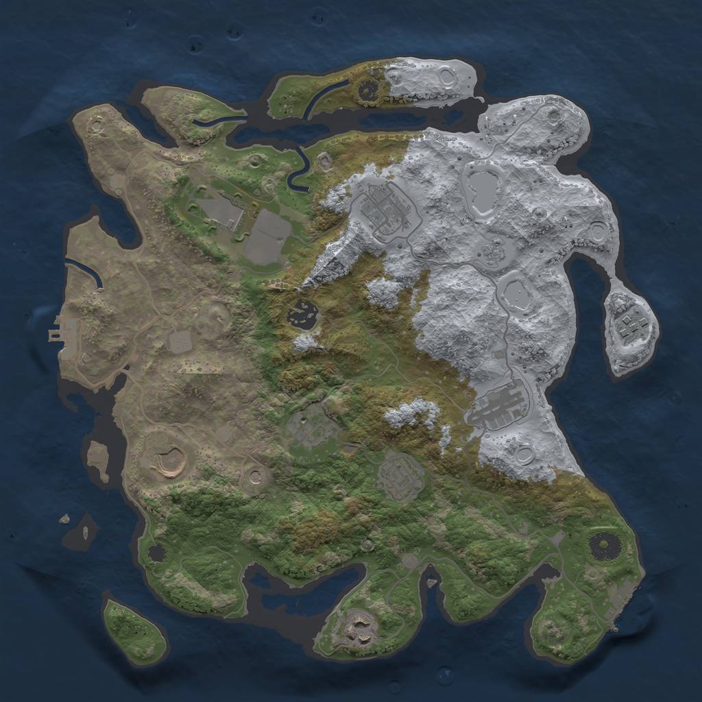Rust Map: Procedural Map, Size: 3500, Seed: 1491299691, 16 Monuments