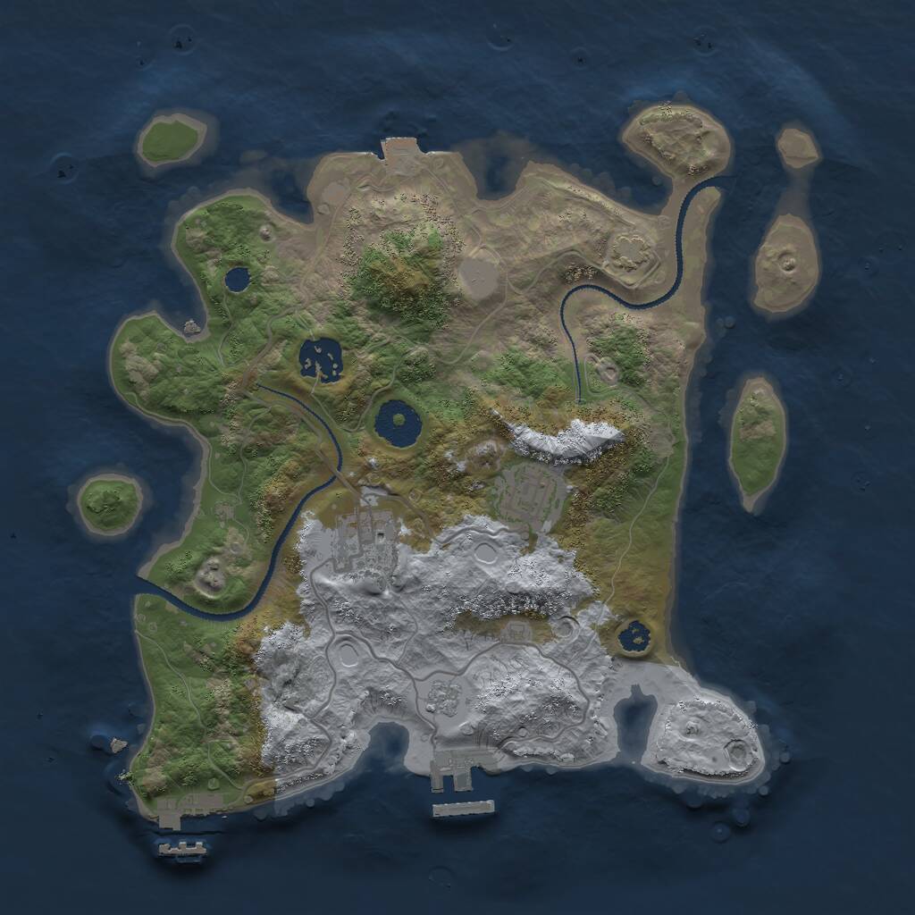 Rust Map: Procedural Map, Size: 3000, Seed: 1252934875, 8 Monuments
