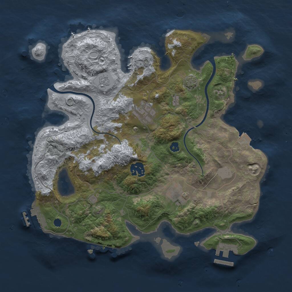 Rust Map: Procedural Map, Size: 3000, Seed: 215430723, 8 Monuments