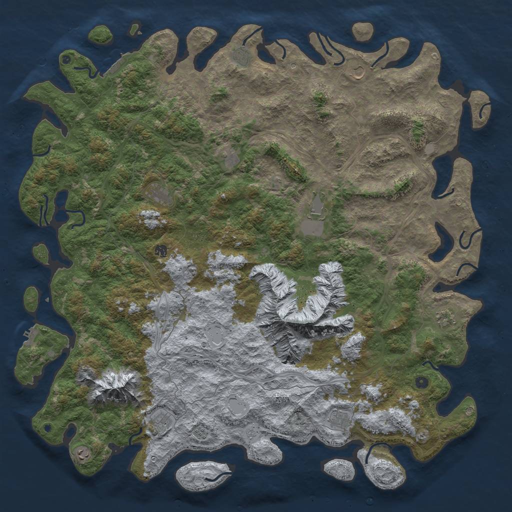 Rust Map: Procedural Map, Size: 6000, Seed: 71994777, 18 Monuments