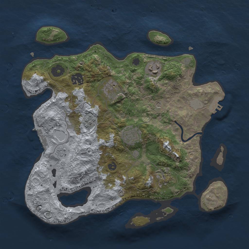 Rust Map: Procedural Map, Size: 3000, Seed: 4235978, 13 Monuments