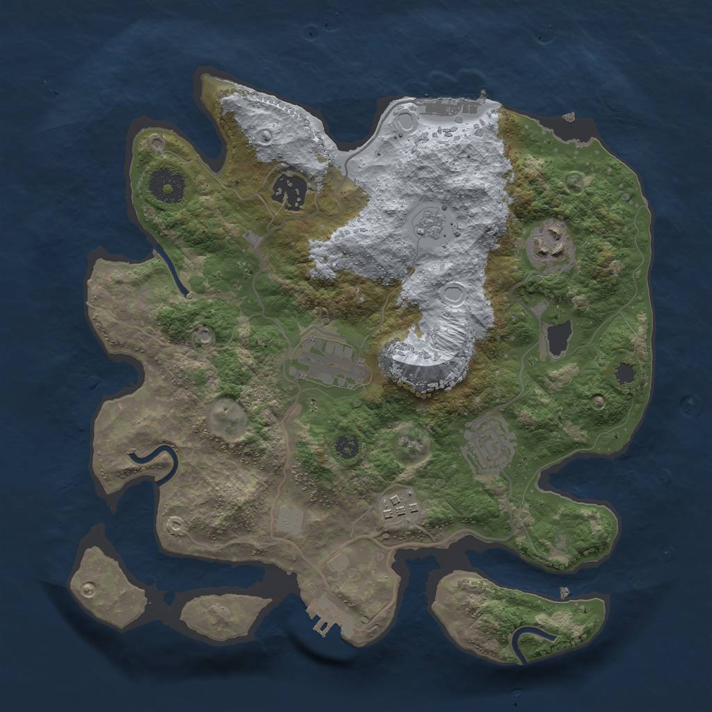 Rust Map: Procedural Map, Size: 3000, Seed: 1452193373, 11 Monuments