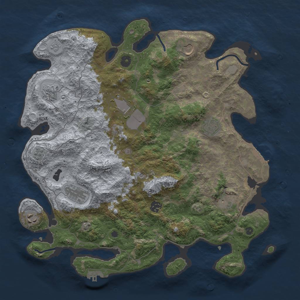 Rust Map: Procedural Map, Size: 4000, Seed: 308697848, 16 Monuments