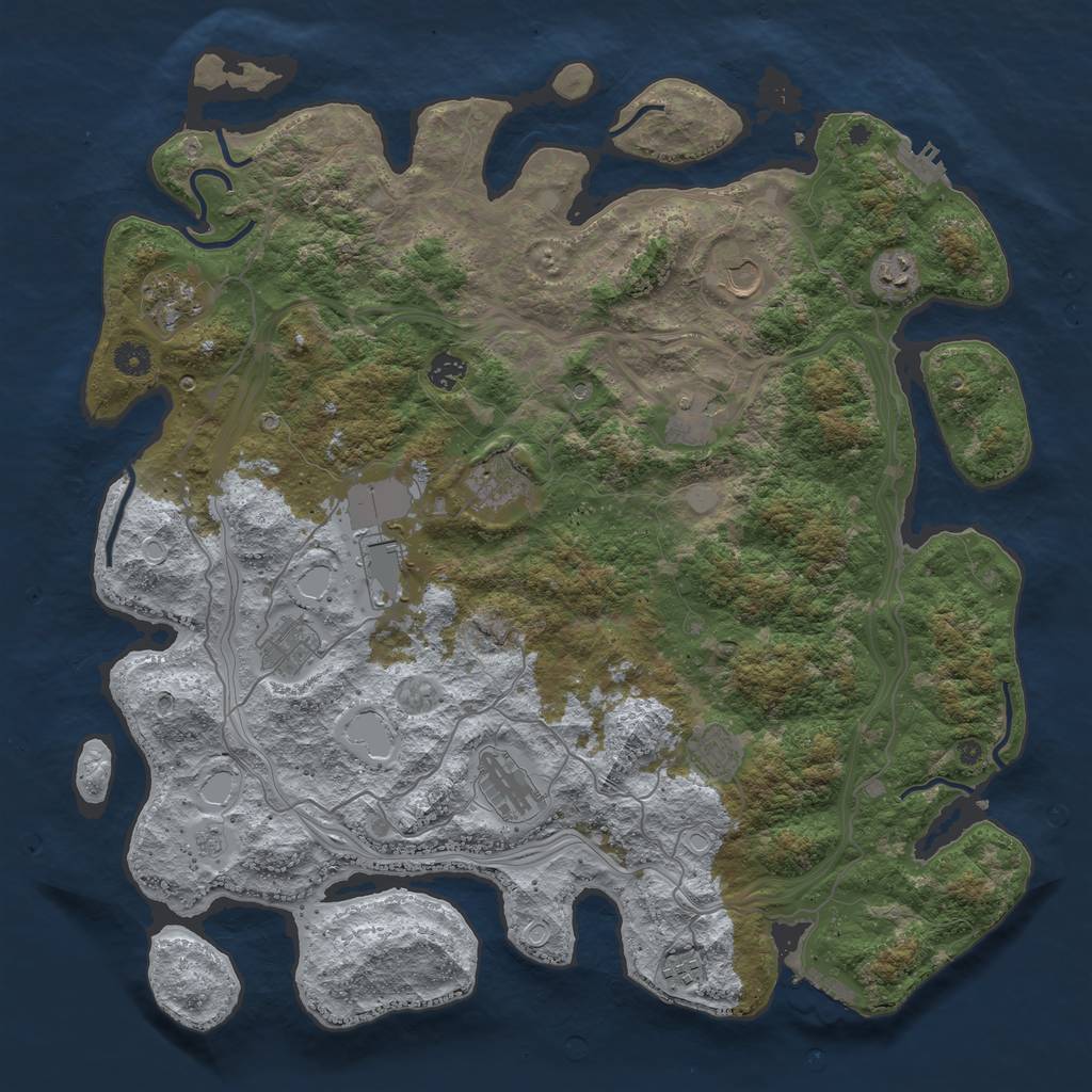 Rust Map: Procedural Map, Size: 4500, Seed: 2126809658, 18 Monuments