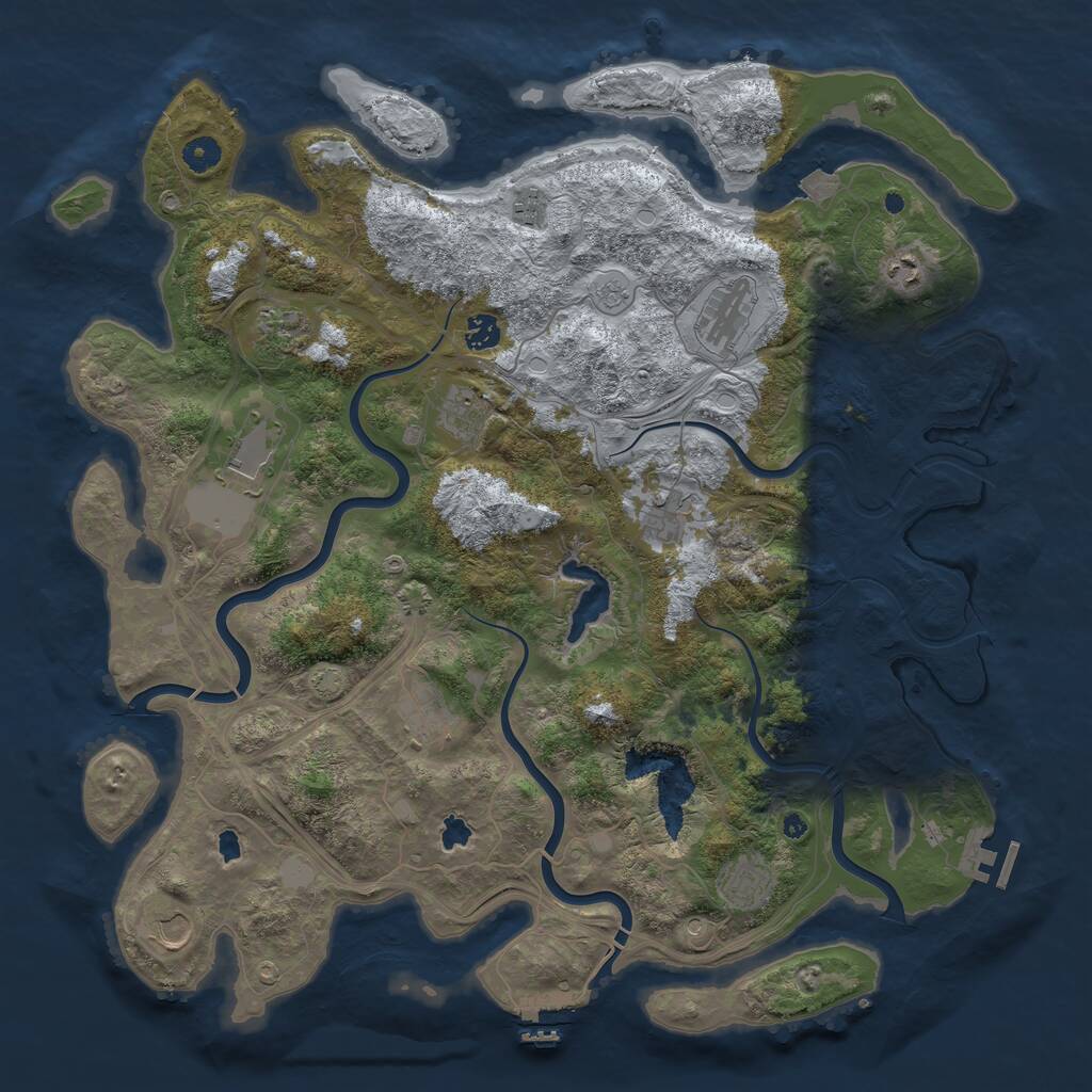 Rust Map: Procedural Map, Size: 4500, Seed: 1098528808, 17 Monuments