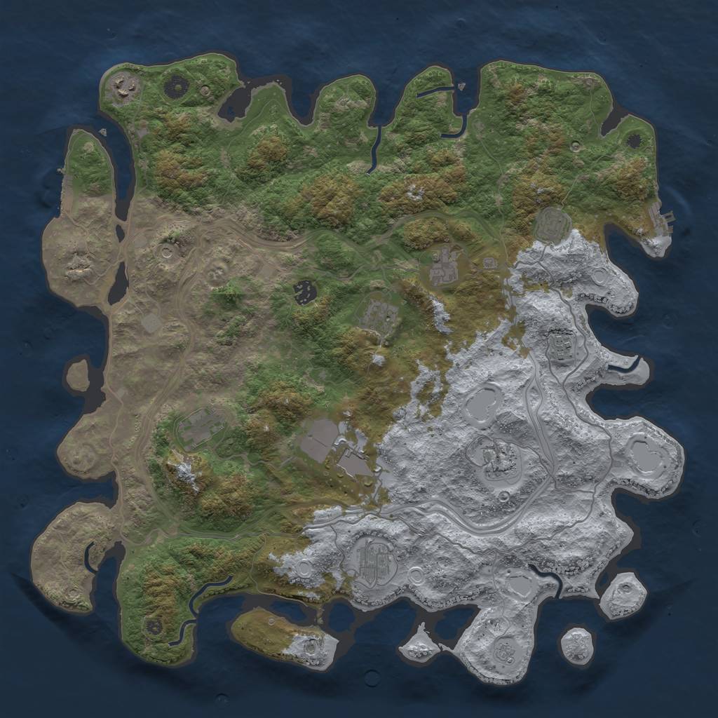 Rust Map: Procedural Map, Size: 4500, Seed: 435763423, 17 Monuments