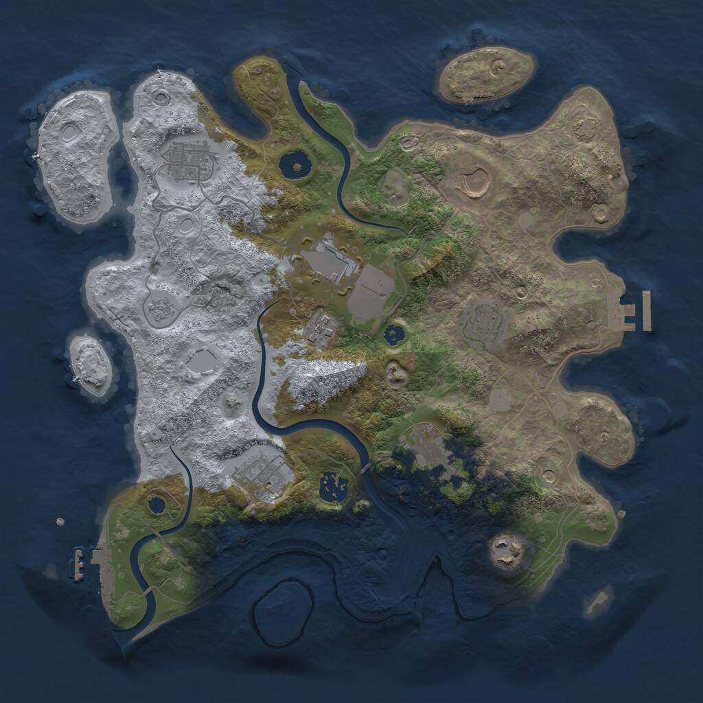 Rust Map: Procedural Map, Size: 3500, Seed: 487229566, 15 Monuments