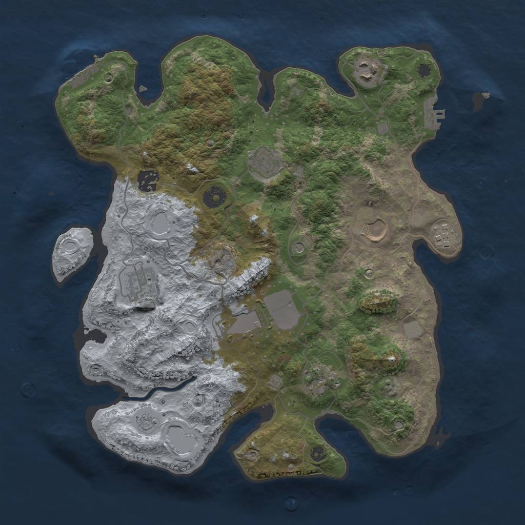 Rust Map: Procedural Map, Size: 3500, Seed: 21861107, 15 Monuments