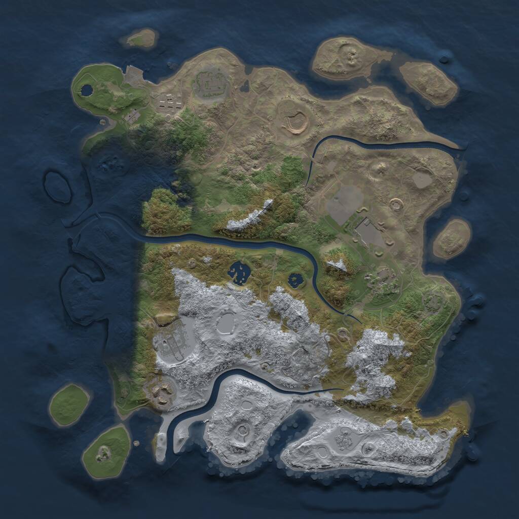 Rust Map: Procedural Map, Size: 3500, Seed: 52175740, 12 Monuments