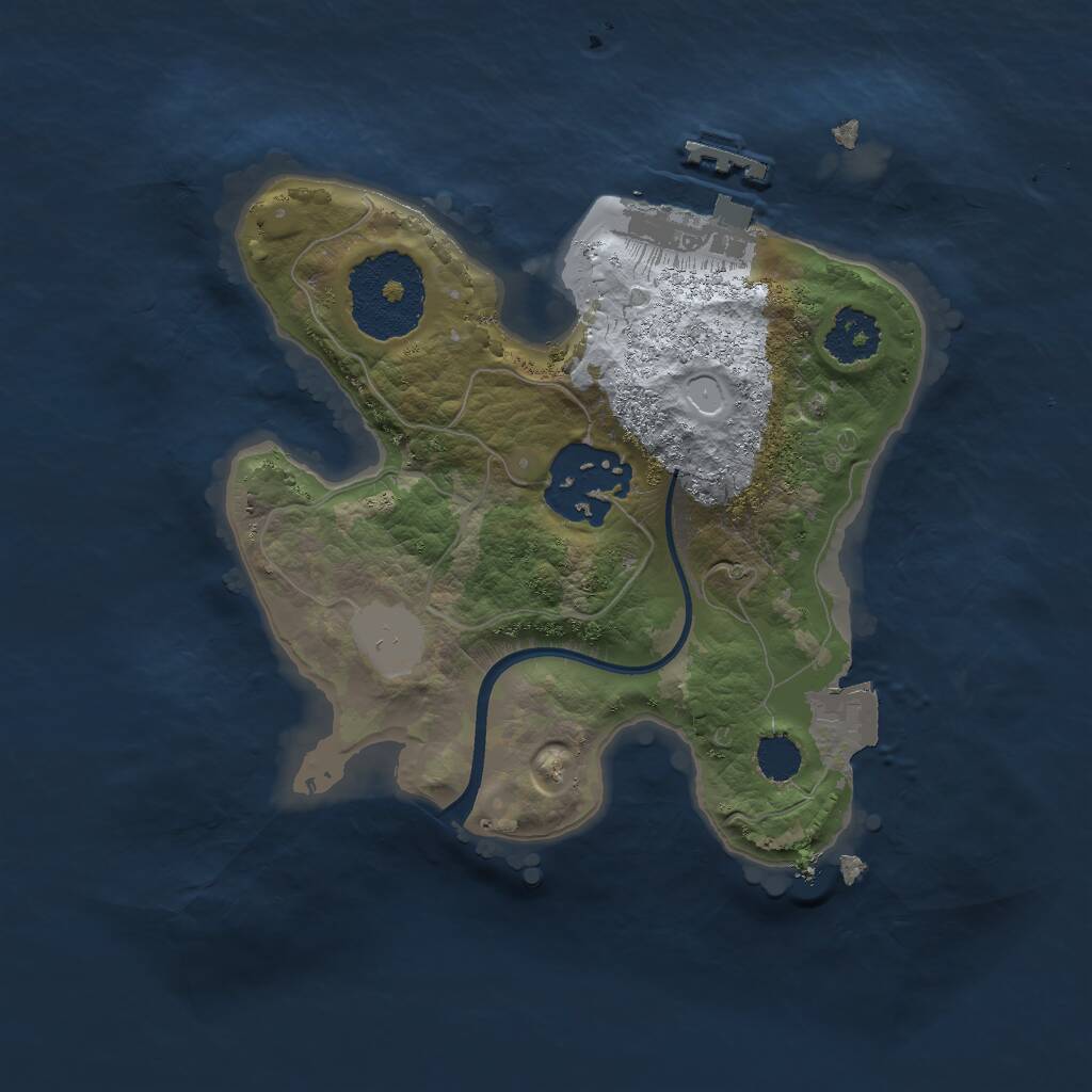 Rust Map: Procedural Map, Size: 2000, Seed: 1129, 3 Monuments
