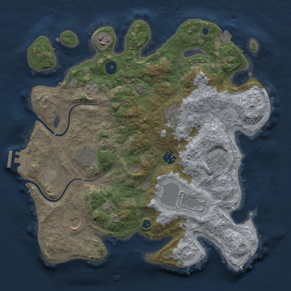 Rust Map: Procedural Map, Size: 3500, Seed: 1219967565, 13 Monuments