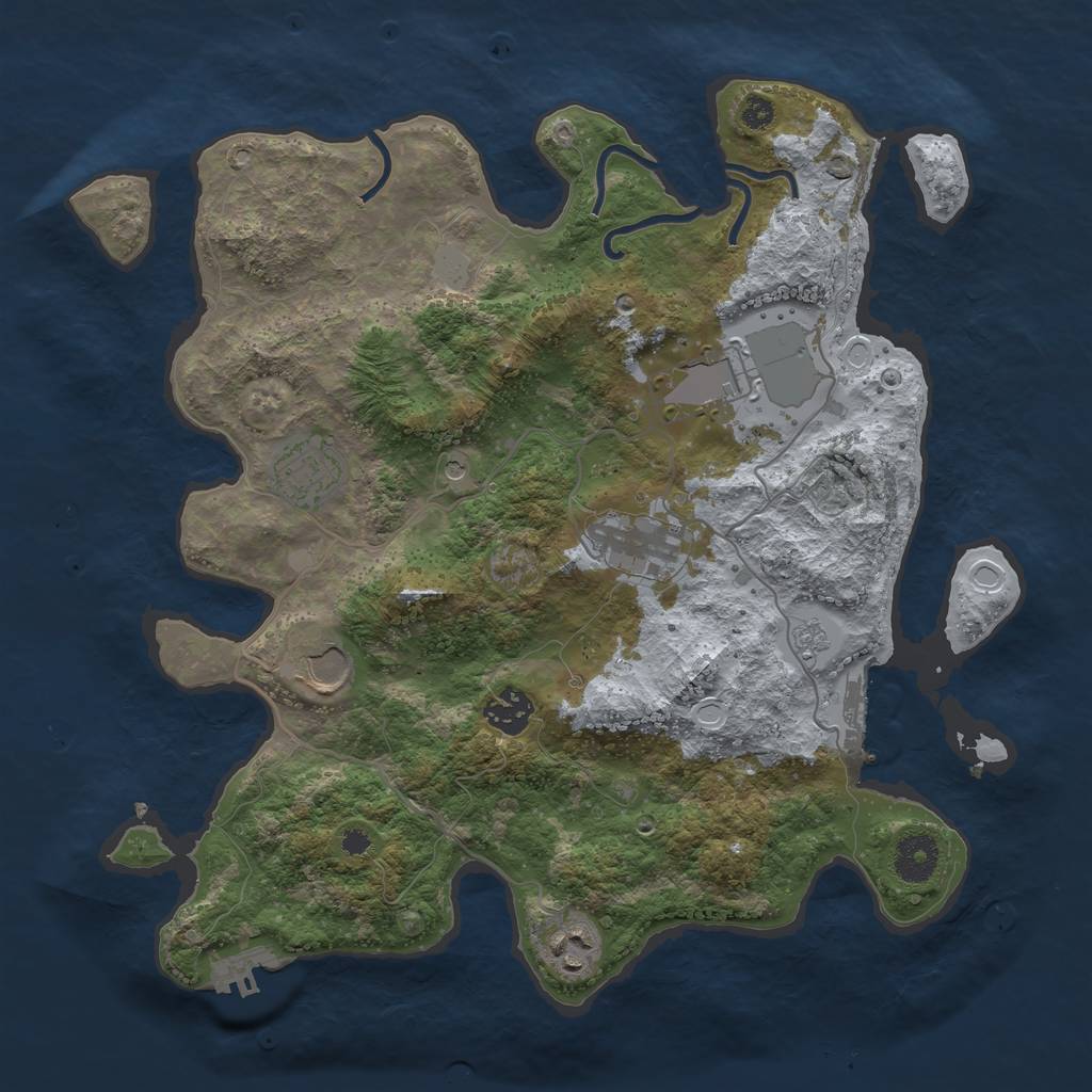 Rust Map: Procedural Map, Size: 3500, Seed: 79300609, 13 Monuments