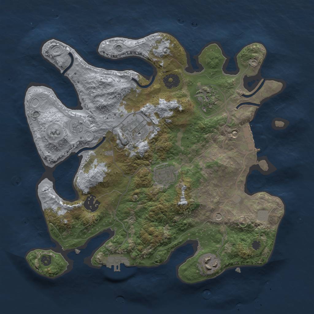 Rust Map: Procedural Map, Size: 3000, Seed: 2008434130, 12 Monuments
