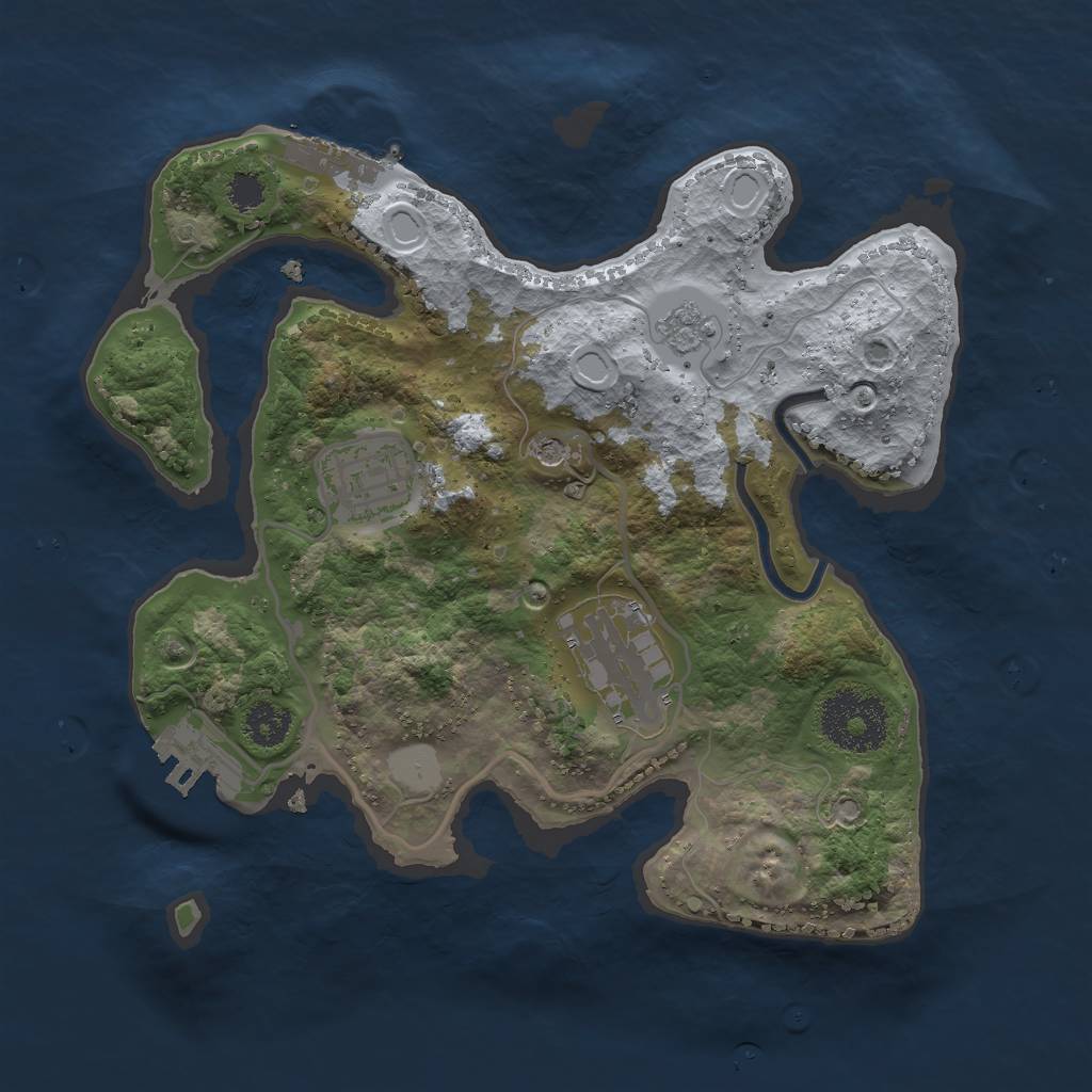Rust Map: Procedural Map, Size: 2500, Seed: 30130, 9 Monuments