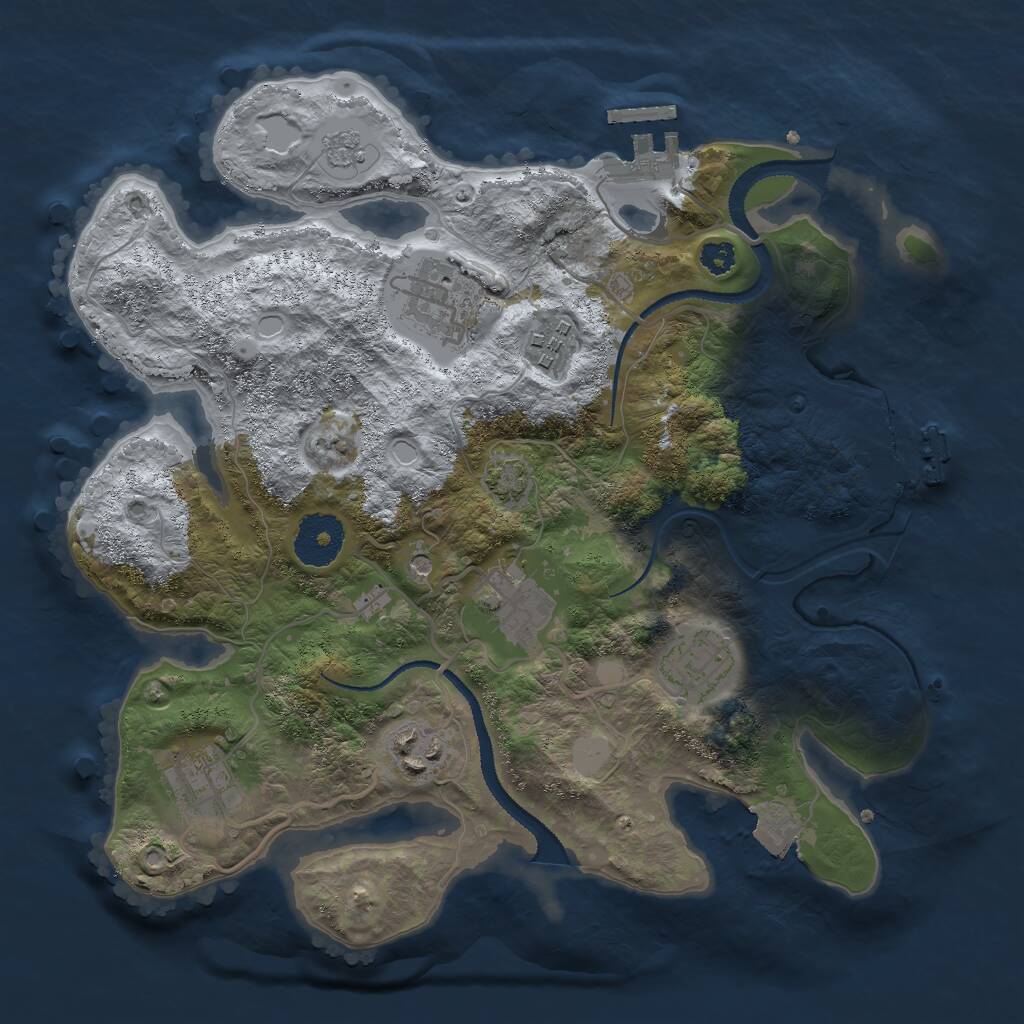 Rust Map: Procedural Map, Size: 3000, Seed: 28777, 12 Monuments