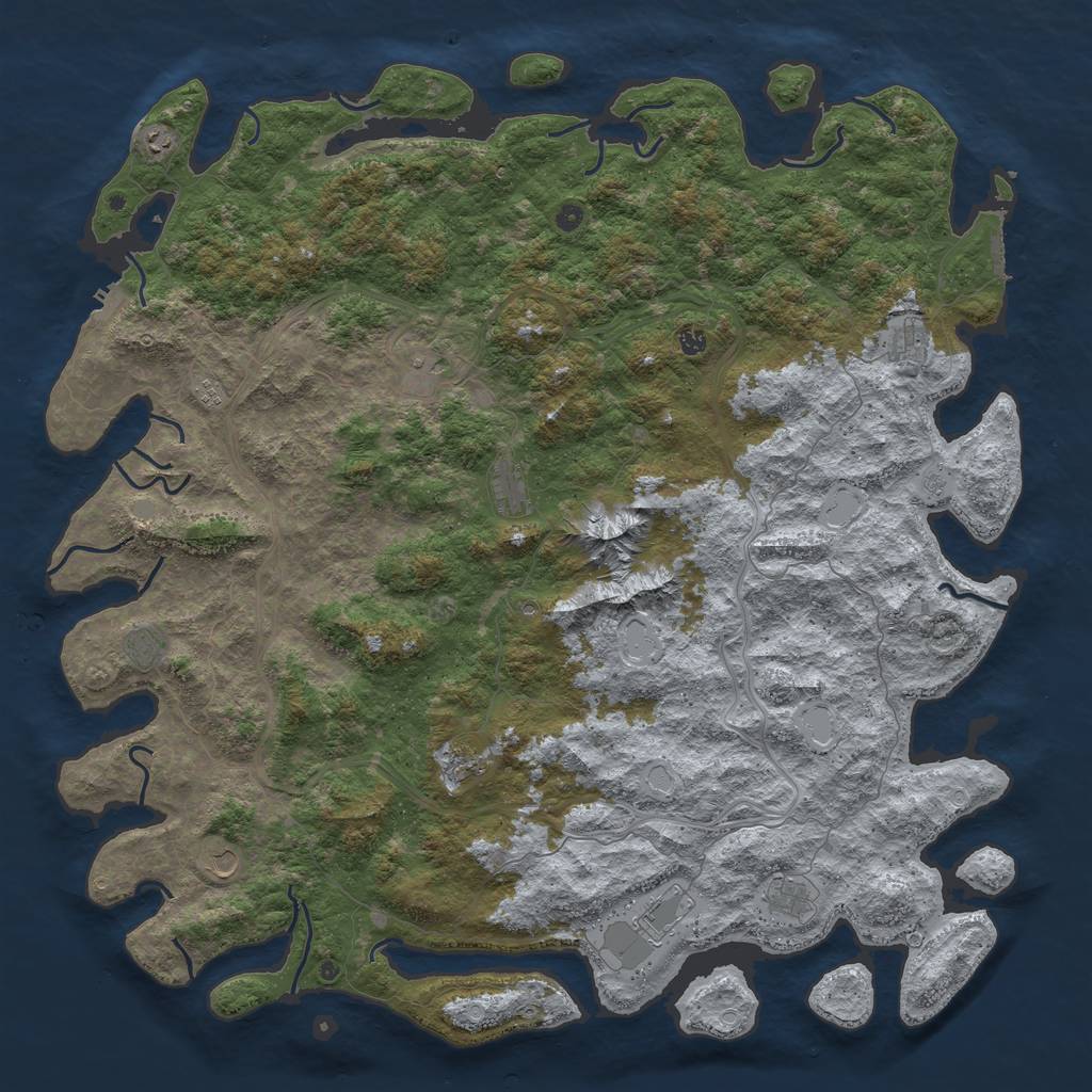 Rust Map: Procedural Map, Size: 6000, Seed: 300155, 18 Monuments