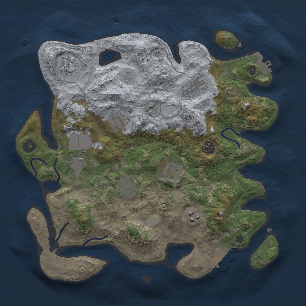 Rust Map: Procedural Map, Size: 3500, Seed: 2857550, 15 Monuments