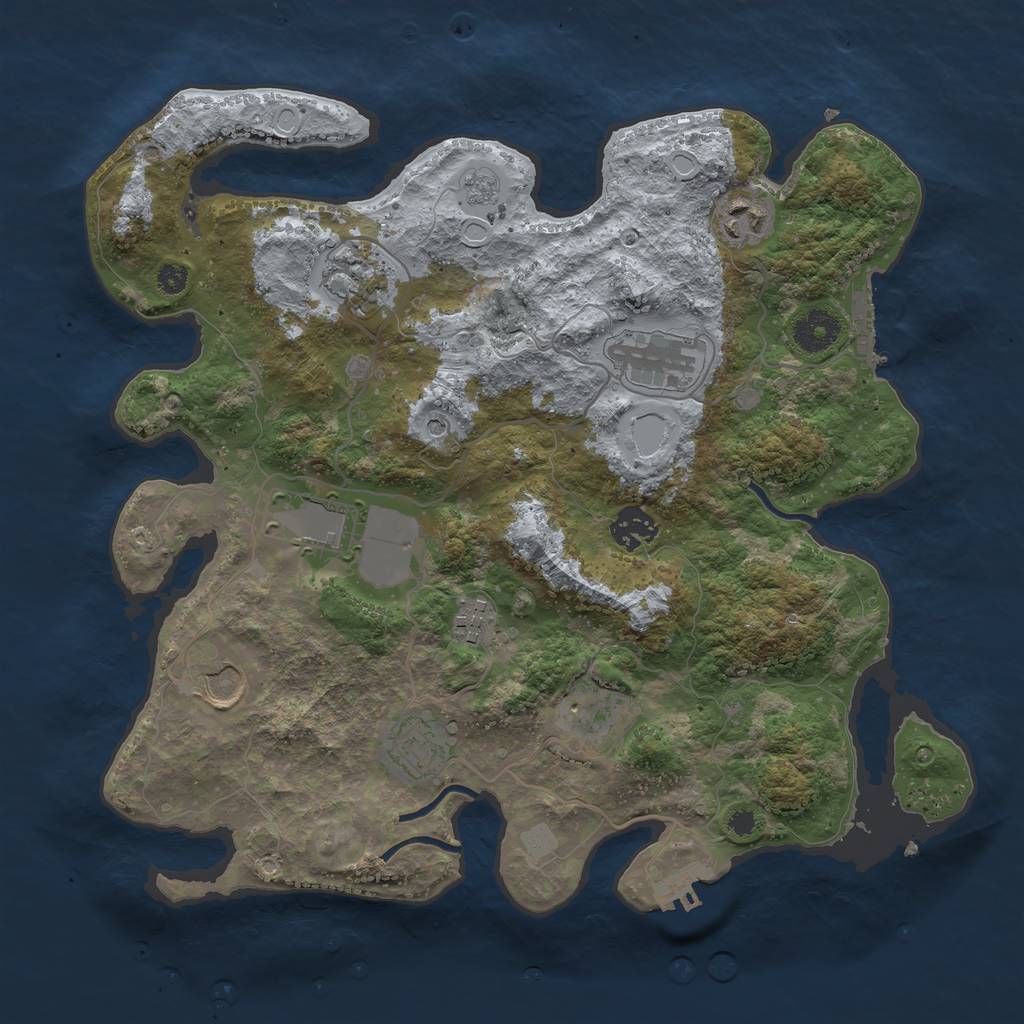 Rust Map: Procedural Map, Size: 3500, Seed: 468255555, 16 Monuments
