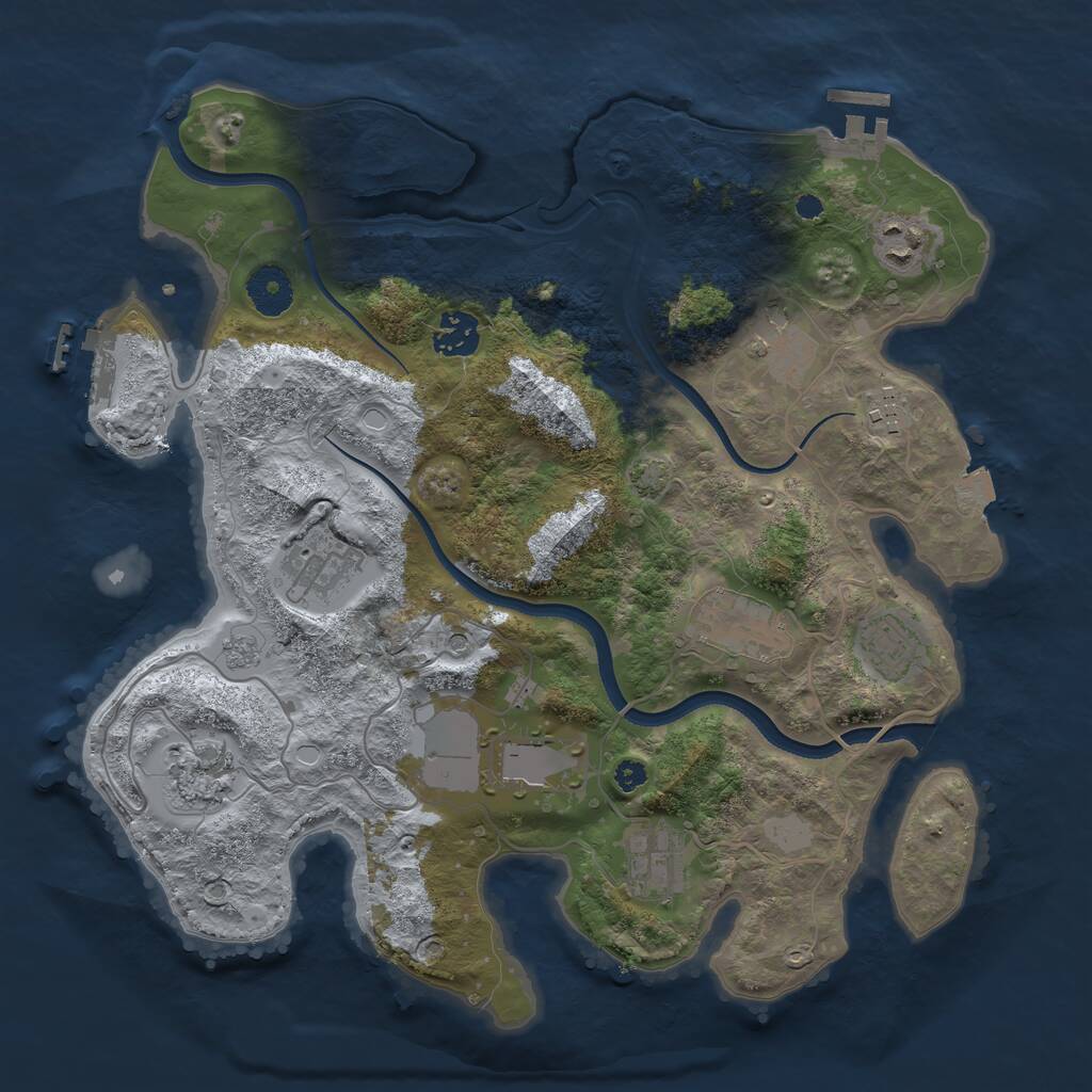 Rust Map: Procedural Map, Size: 3500, Seed: 25512456, 16 Monuments