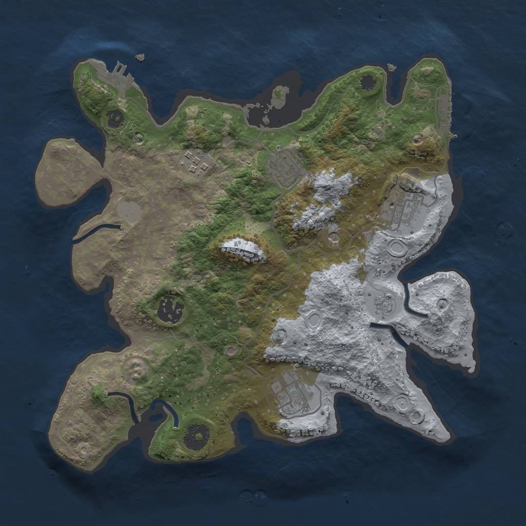 Rust Map: Procedural Map, Size: 3000, Seed: 45152, 12 Monuments