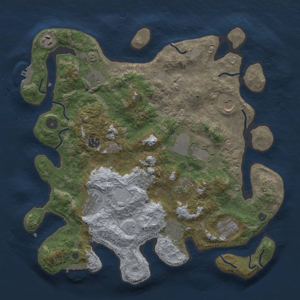 Rust Map: Procedural Map, Size: 3850, Seed: 1215657321, 17 Monuments