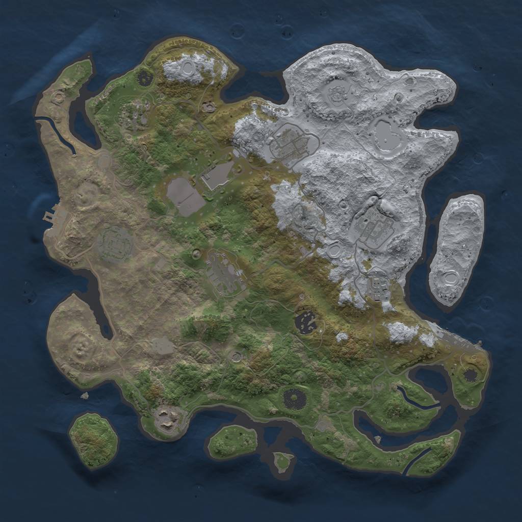 Rust Map: Procedural Map, Size: 3500, Seed: 462756247, 16 Monuments