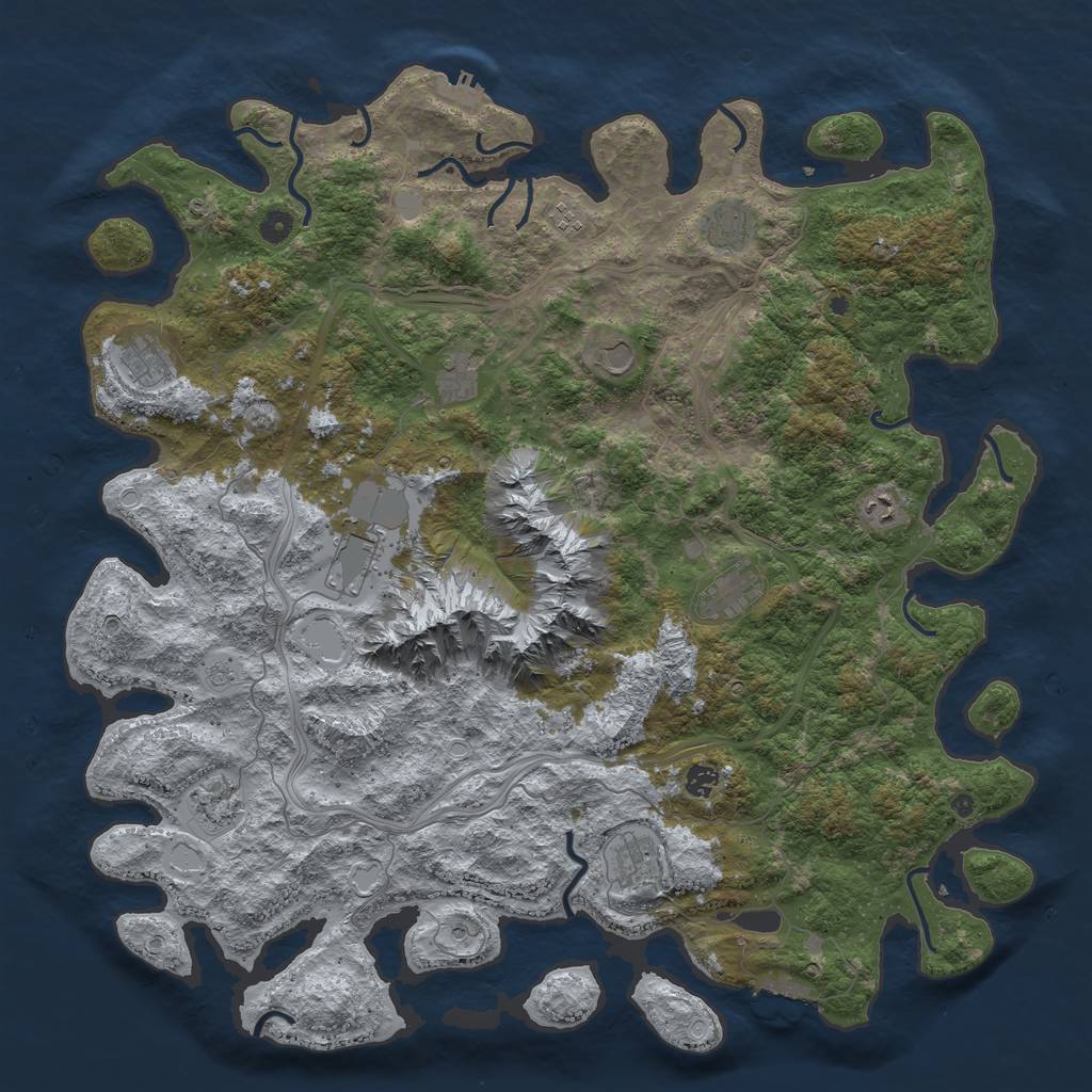 Rust Map: Procedural Map, Size: 5000, Seed: 958943280, 18 Monuments