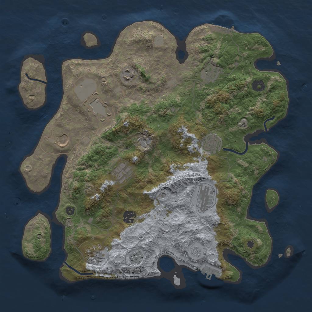 Rust Map: Procedural Map, Size: 3650, Seed: 97822665, 17 Monuments