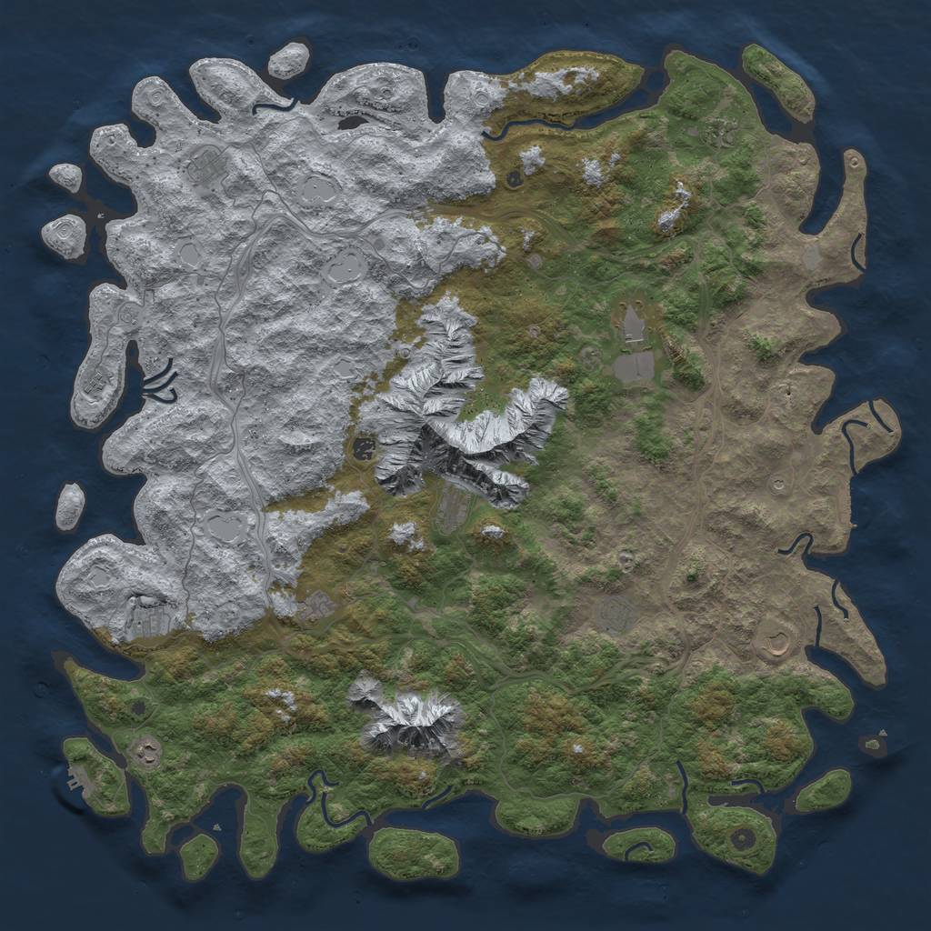 Rust Map: Procedural Map, Size: 6000, Seed: 2077, 18 Monuments