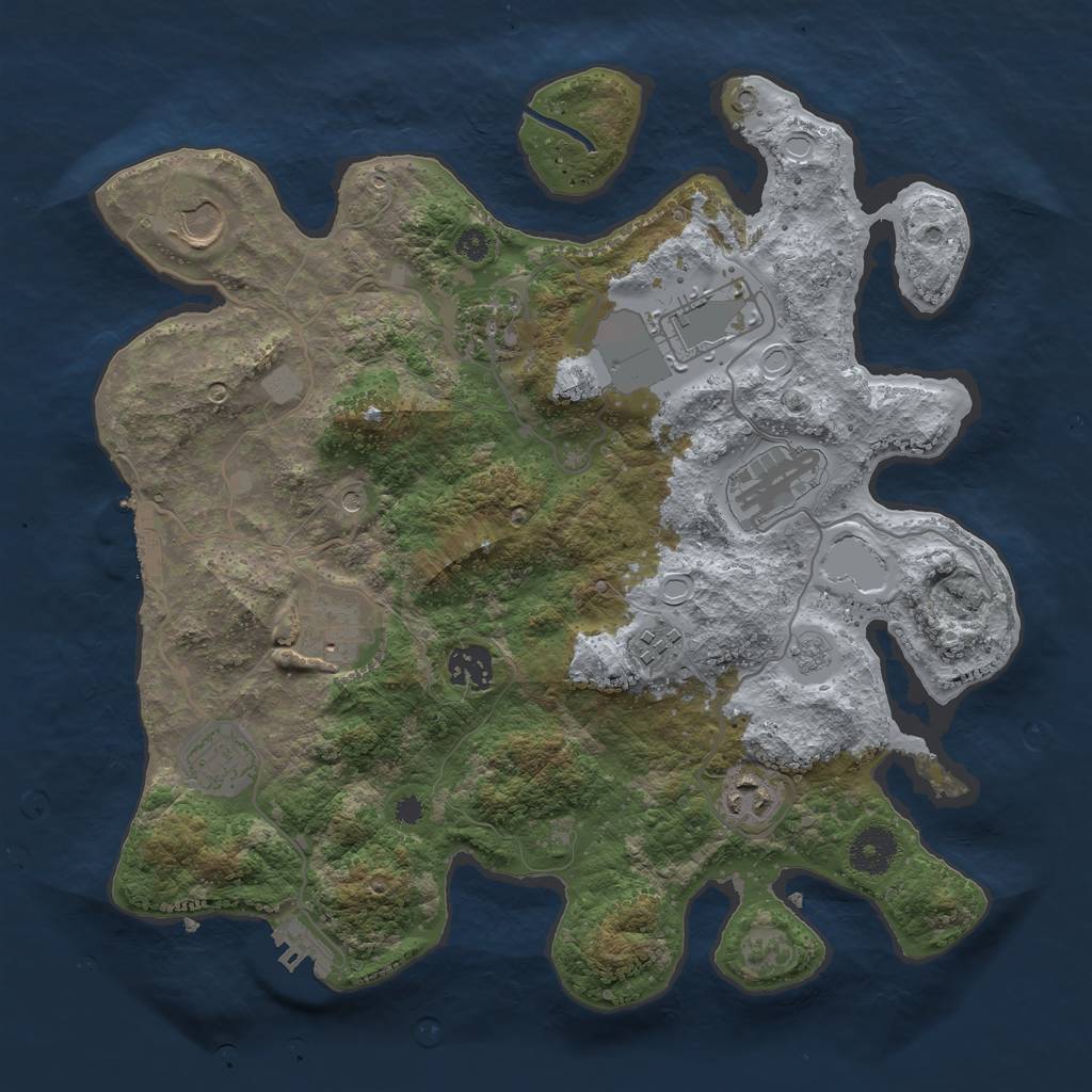 Rust Map: Procedural Map, Size: 3500, Seed: 37876078, 16 Monuments