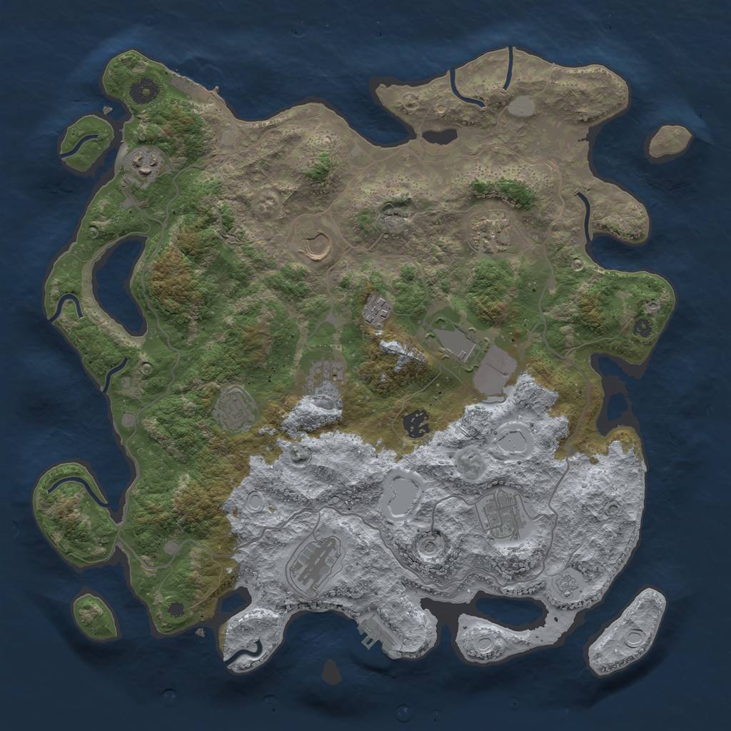 Rust Map: Procedural Map, Size: 4000, Seed: 794677338, 17 Monuments