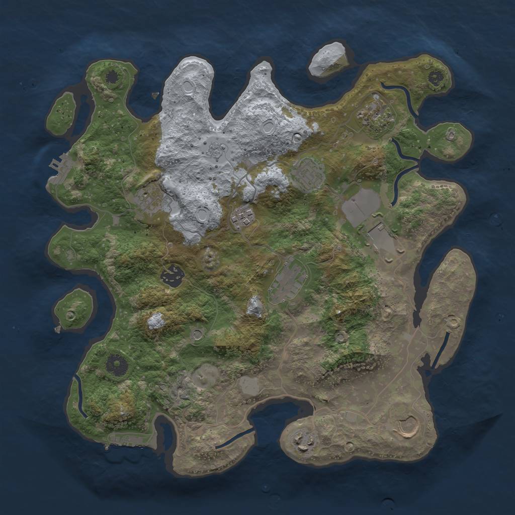 Rust Map: Procedural Map, Size: 3500, Seed: 28612781, 16 Monuments