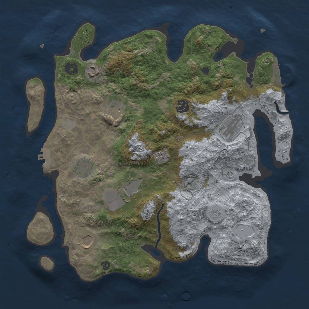 Rust Map: Procedural Map, Size: 3500, Seed: 20610428, 15 Monuments