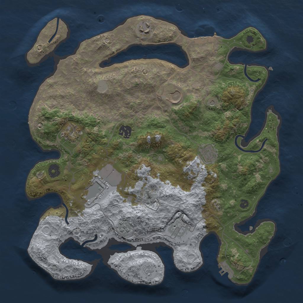 Rust Map: Procedural Map, Size: 3500, Seed: 82943450, 15 Monuments