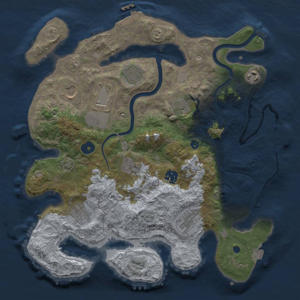 Rust Map: Procedural Map, Size: 3500, Seed: 82943450, 16 Monuments