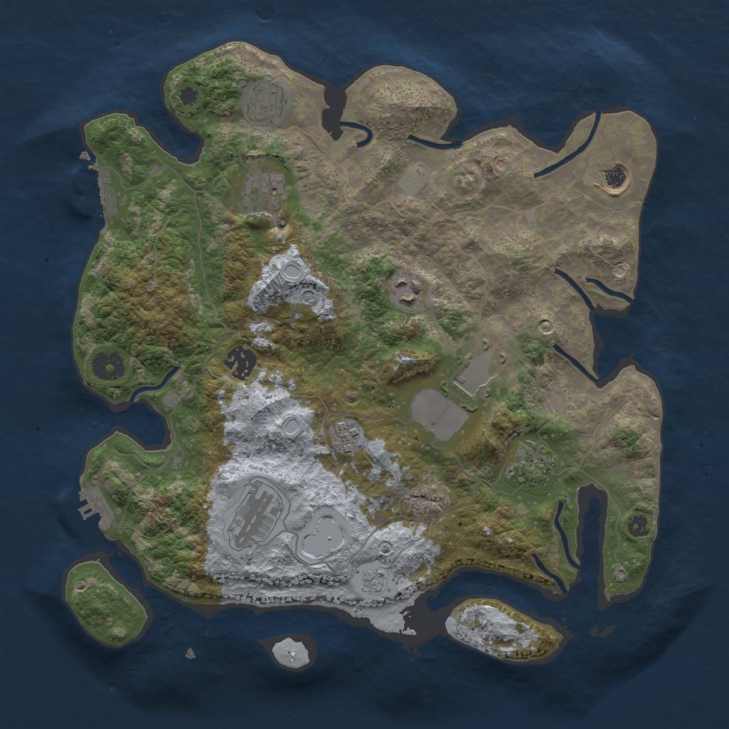 Rust Map: Procedural Map, Size: 3500, Seed: 92029334, 16 Monuments