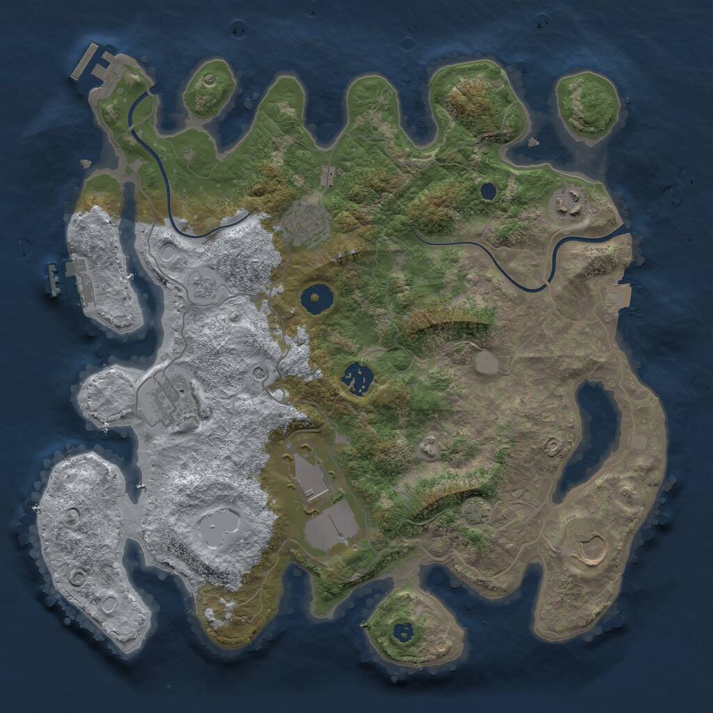 Rust Map: Procedural Map, Size: 3500, Seed: 94191765, 12 Monuments