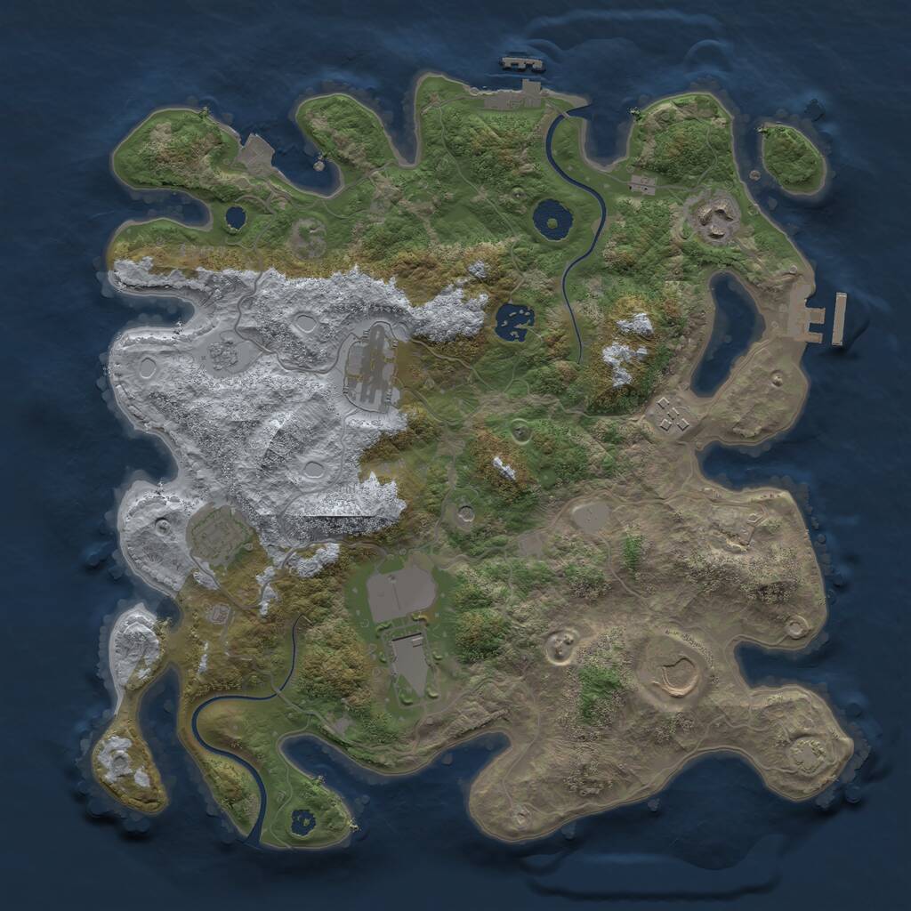 Rust Map: Procedural Map, Size: 3500, Seed: 80045943, 13 Monuments