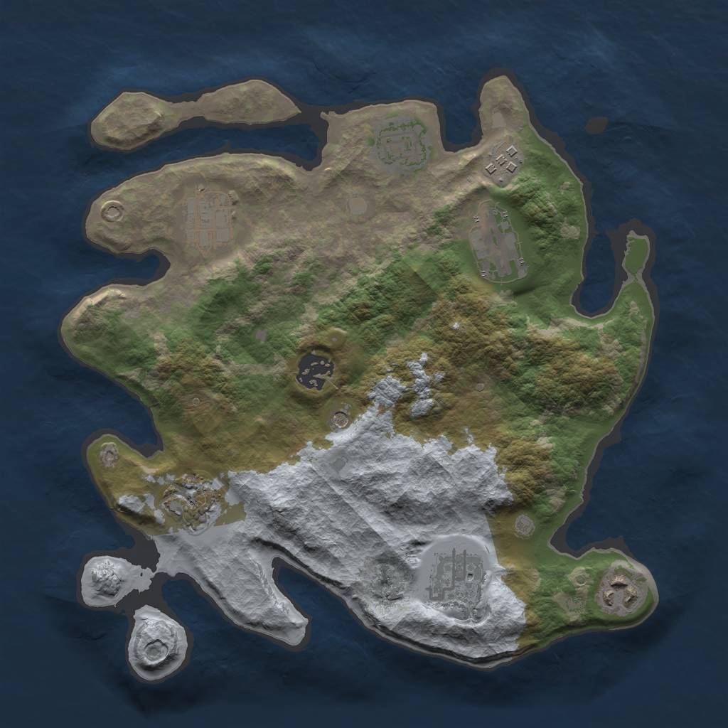 Rust Map: Barren, Size: 3000, Seed: 289485929, 11 Monuments