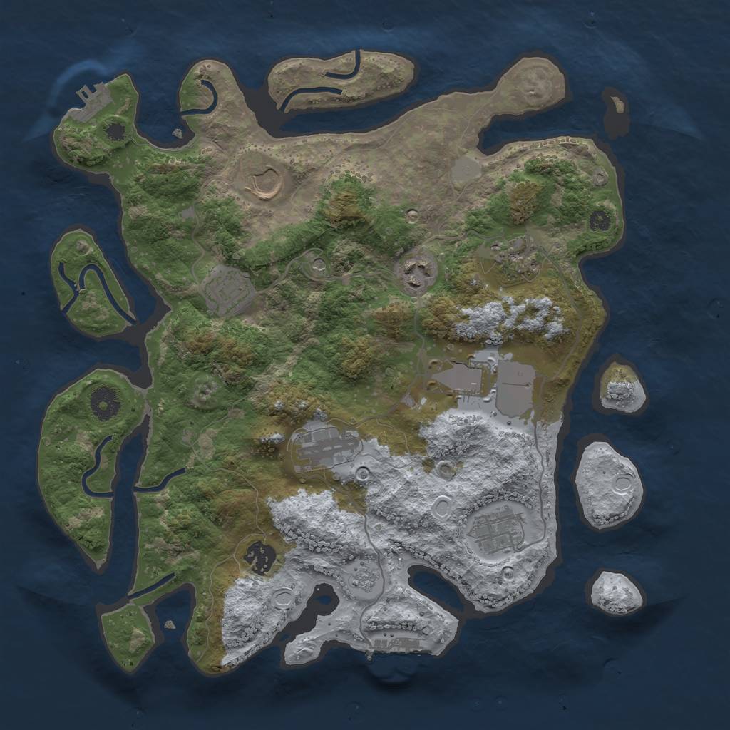 Rust Map: Procedural Map, Size: 3500, Seed: 17364466, 15 Monuments