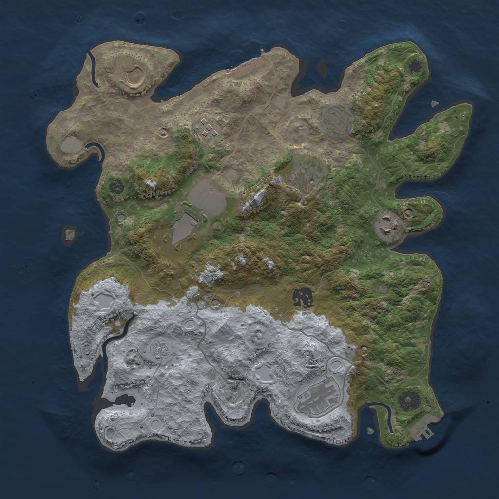 Rust Map: Procedural Map, Size: 3500, Seed: 64396565, 15 Monuments